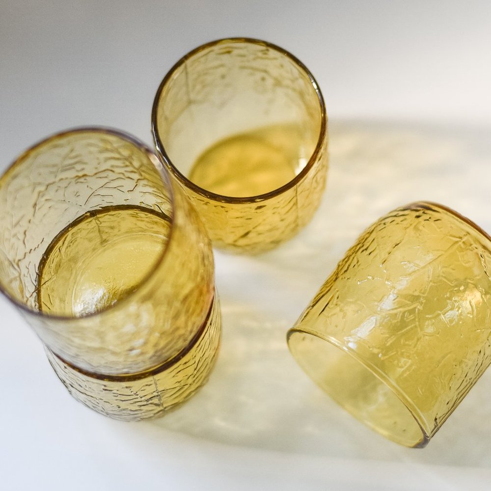 Vintage 1970's Anchor Hocking Thanksgiving Autumn Leaf Amber Drinking Gl…